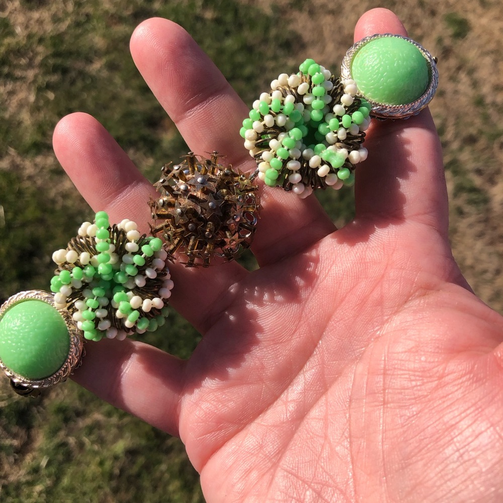“Green Machine” ⚙️💚⚙️ Handcrafted bracelet from upcycled vintage earrings